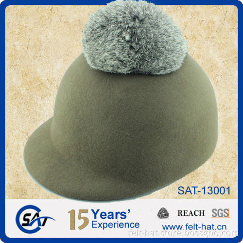 waterproof baseball cap with big pompon, quality pure wool felt hat